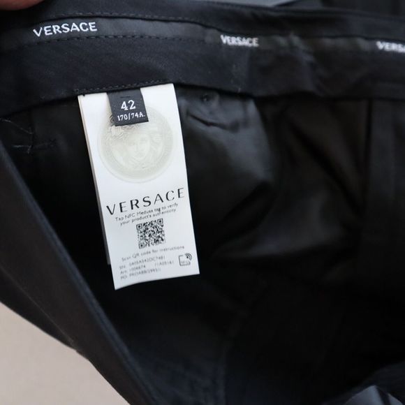 Versace Sz 42 US 6 Black Hi-Waisted Wool Wide Leg Pants Current Collection - Picture 7 of 12